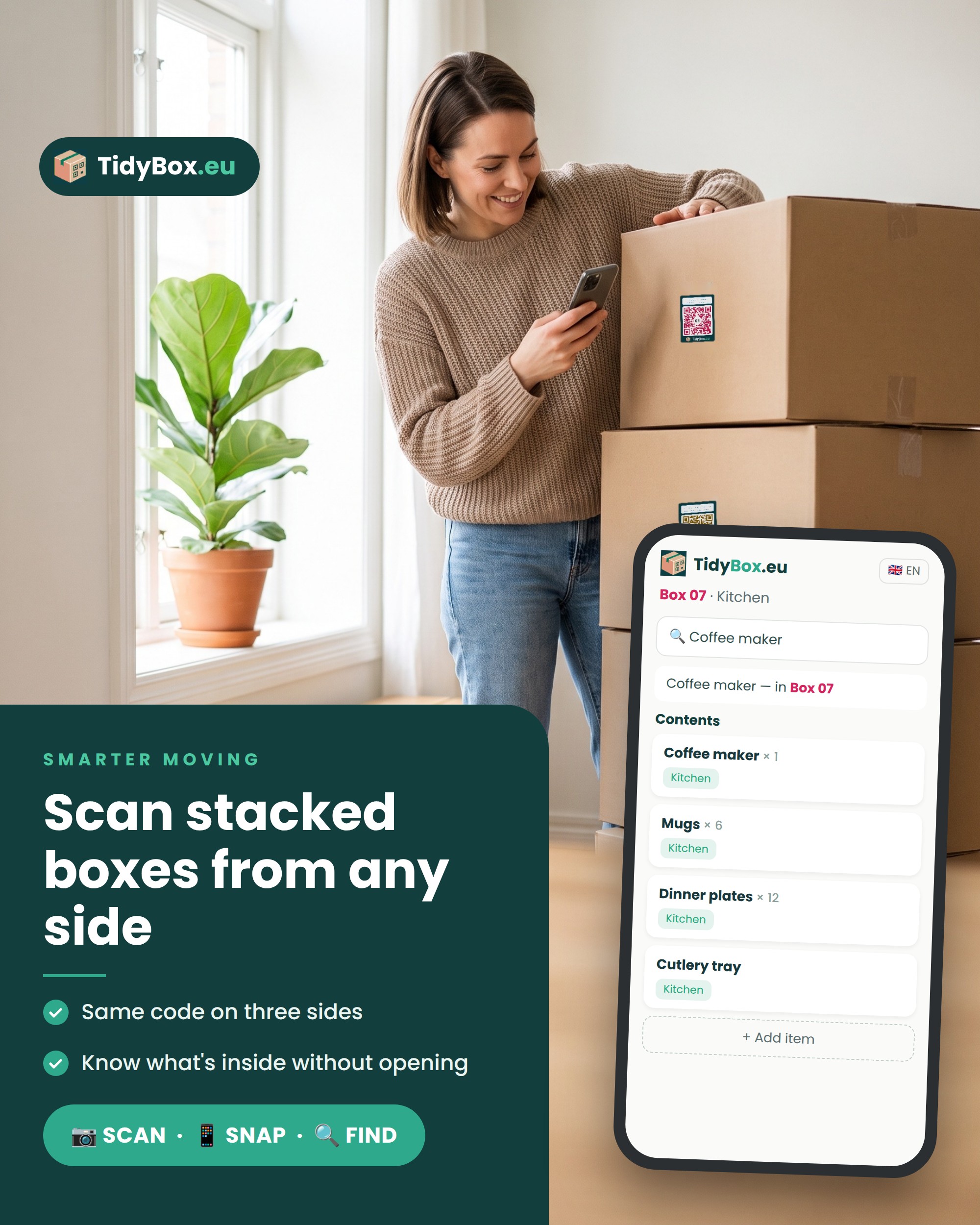 Smart QR Moving Box Labels – AI Photo Inventory Kit (10 Boxes) — Photo 5