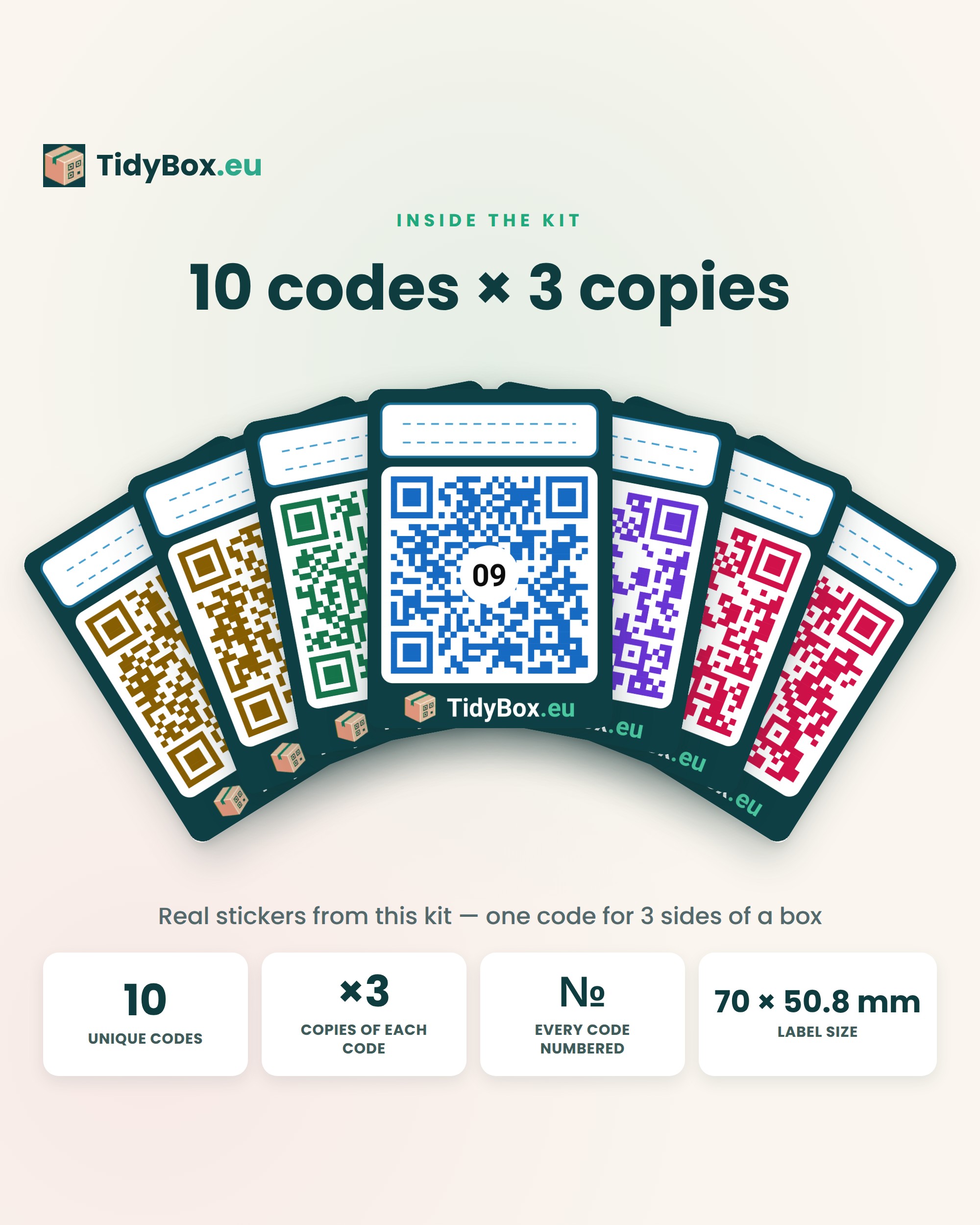 Smart QR Moving Box Labels – AI Photo Inventory Kit (10 Boxes)