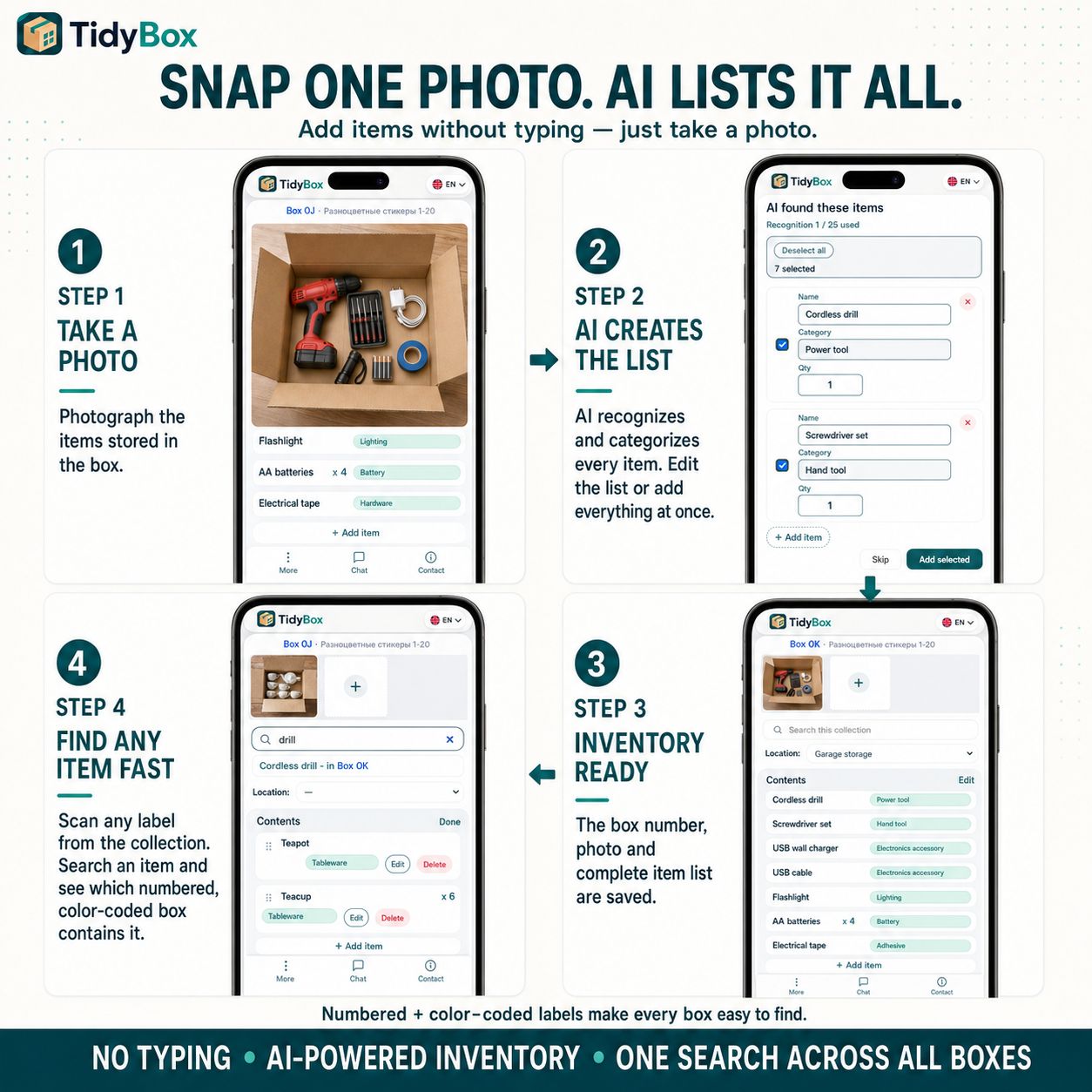 24 Smart QR Storage Labels – AI Photo Inventory for Bins, Totes, Boxes — Photo 7
